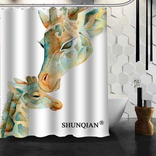 Waterproof Bathroom Curtains Modern Giraffe Shower Curtain polyester Bath screens Customized curtain