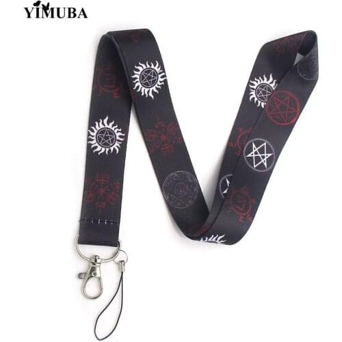 YIMUBA Supernatural Pentacle Hebrew Lanyards Keychain Camera USB Keys ID Card Badge Holder Mobile Phone Neck Straps Hanging Rope
