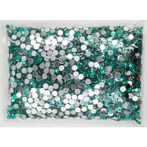 Green Zircon Color 1.5~12mm Flat Back Round Acrylic Rhinestones Beads,3D Acrylic Nail Art / Garment Decoration