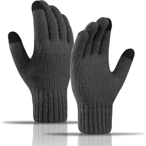 Winter Men outdoor ski Knitted Gloves Touch Screen High Quality Male Mitten Thicken Warm Wool Cashmere Solid Business Gloves