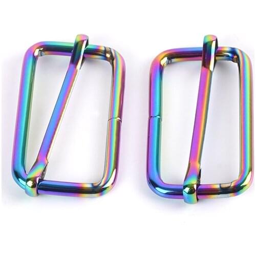 1.5inch Slider Buckle Rainbow Color,Metal Slides Tri-glides Wire-formed Roller Pin Buckles Strap