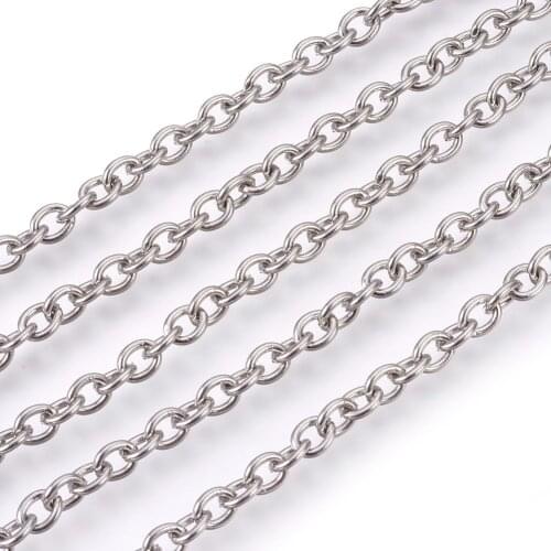 10m 304 Stainless Steel Cable Chains with Spool Unwelded Oval Chains Link Stainless Steel Color DIY Necklace Bracelet Jewelry