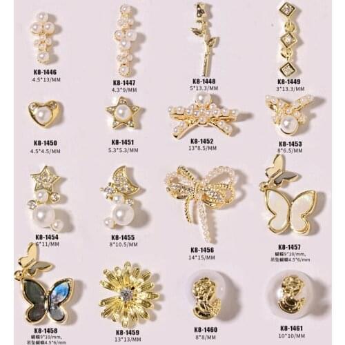 10 Pcs Charm Pearl 3D Nail Art Decorations Shiny Alloy Zircon Crystal Diamond Luxury Jewelry Manicure Design Accessories