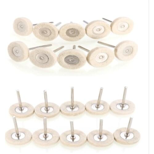 10PCS 1 Inch 25MM Wool Felt Polishing Buffing Drill Grinder Wheel Brushes With Handle For Rotary Tool