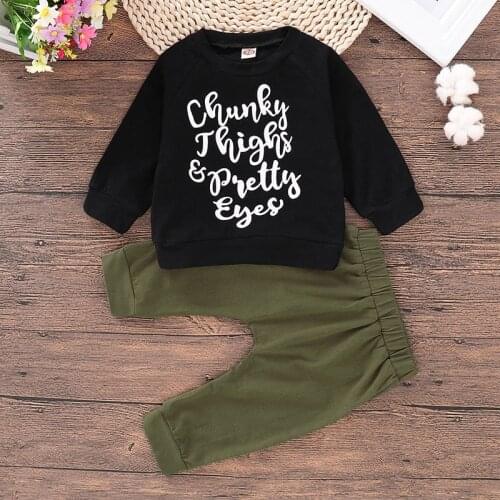 2020 2pcs Spring 0-18M New Baby Boy Clothes Sets Cotton Baby Letter Long-sleeved T-shirt+Pants Casual Outfits Infant Clothes