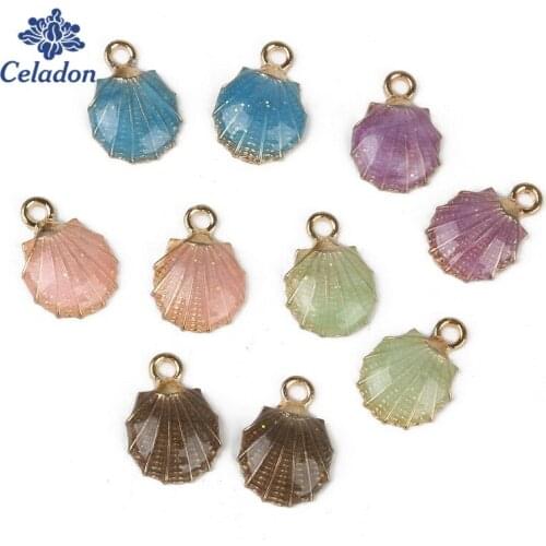 Mixed Color 30pcs 19x13mm Zinc Alloy Drop Oil Sea Shell Charms Enamel Pendant for DIY Handmade Earring Necklace Jewelry Making