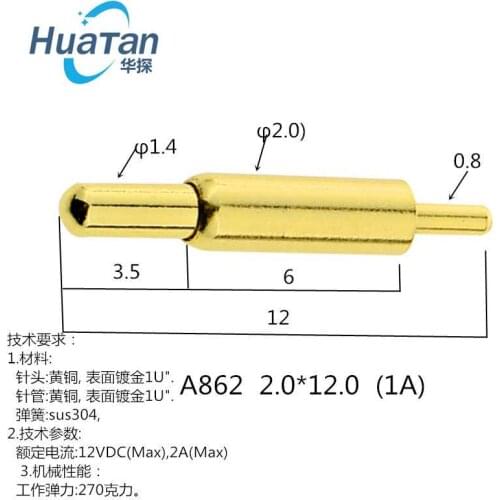 A862 High Quality Gold-plated PCS Insert Plate Spring Thimble Probe Telescopic Thimble Charging Pin Pogopin
