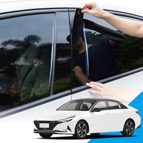 Car Styling PVC Car Window Pillar Trim Sticker Middle BC Column Stickers External Accessories For Hyundai Elantra CN7 2021 2022