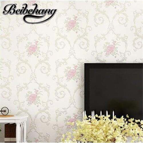 Beibehang European 3D non-woven relief relief wallpaper background wall living room thickening pastoral beauty salon wall paper