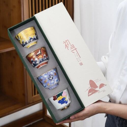 Masters Cup single tea cup lacquer Kung Fu tea bowl enamel ceramic tea cup hand made silver plated cup