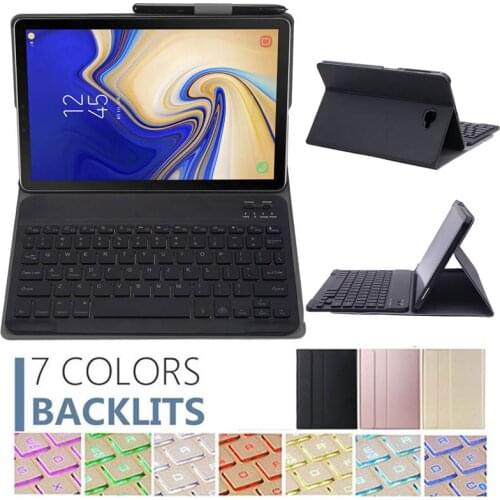 Backlit Bluetooth Keyboard Case For Samsung GALAXY Tab A6 10.1" SM-T580/SM-T585 Tablet Stand Cover Wireless Keyboard Case