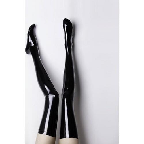 0.4MM Thickness Shinly Latex Long Stockings Latex Rubber Unisex Long Tight Socks Black Leggings Instock latex stuffs