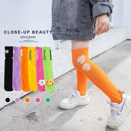 CHILDRENS Socks Autumn and Winter Combed Cotton Little Daisy Knee Socks Separate Packaging 2-12 Years Bunching Socks Stockings