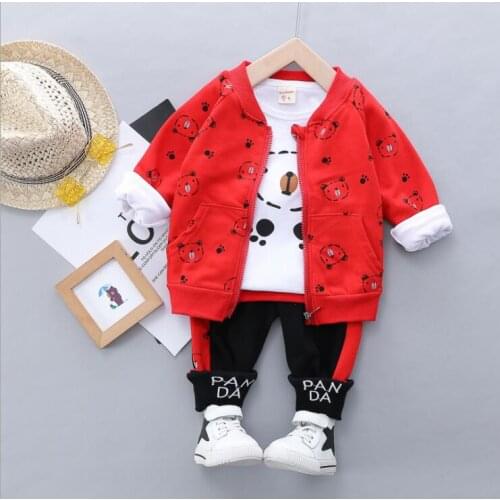 Spring Autumn Children Boys Girls Cotton Clothing Sets Baby BEAR Hoodies T-shirt Pants 3Pcs/Sets Fashion Toddler Tracksuits