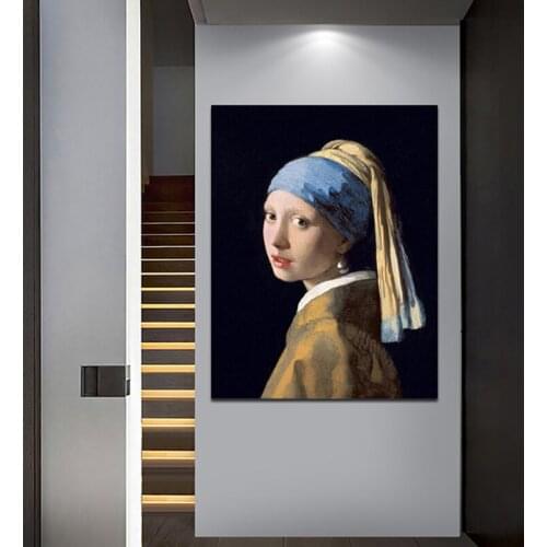 Girl With A Pearl Earring Oil Painting Famous Poster And Prints Wall Art Decorative Picture Cuadros For Living Room Home Decor