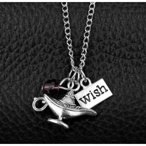 Dongsheng Fashion Lamp Of Aladdin Necklace Crystal Mystical Power Wish Tag Pendant Aladdins Lamp Charm Necklace for Women Men