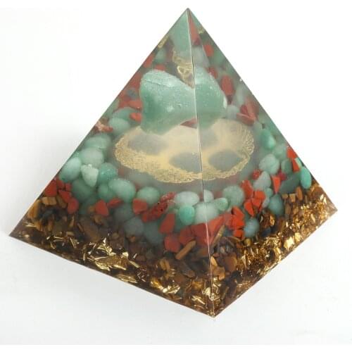 Energy Tree Of Life Orgone Pyramid Chip Green Tanglin Tiger Eye Stone Crystal Resin Meditation Divination Jewelry