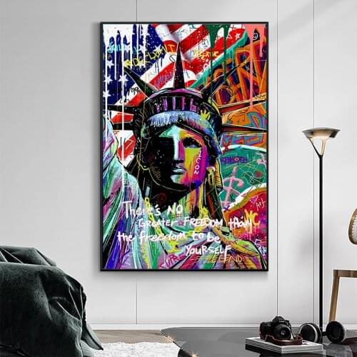 Statue of Liberty Graffiti Art Canvas Paintings Culture Posters Prints Wall Art Pictures for Living Room Wall Decoration Cuadros