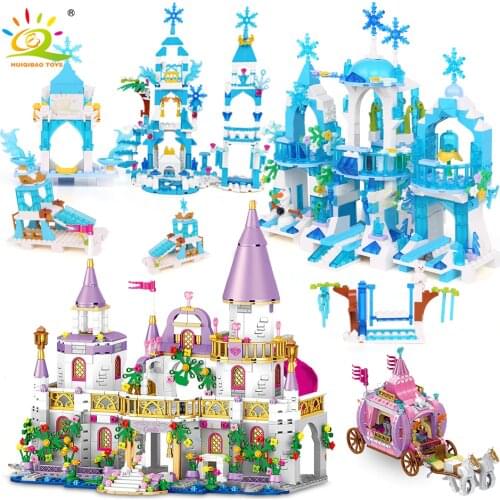 HUIQIBAO 5 in 1 Princes Windsor Castle Model Building Blocks Friend Carriage Figures Educational Toys House Brick Girl Children
