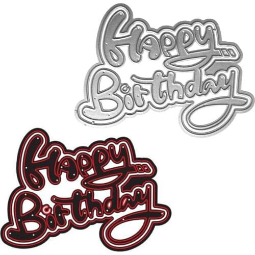 Curved Happy Birthday Metal Cutting Dies Stencil DIY Scrapbook Card Template