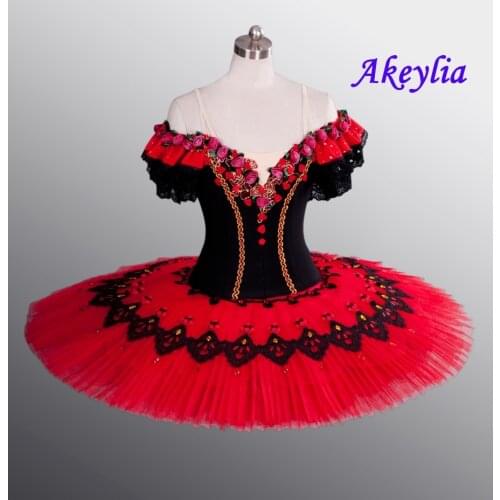 Spanish Pancake Tutu Don Quixote Ballet Tutu Classical Costume Red Professional Ballet Tutus for Girl and women