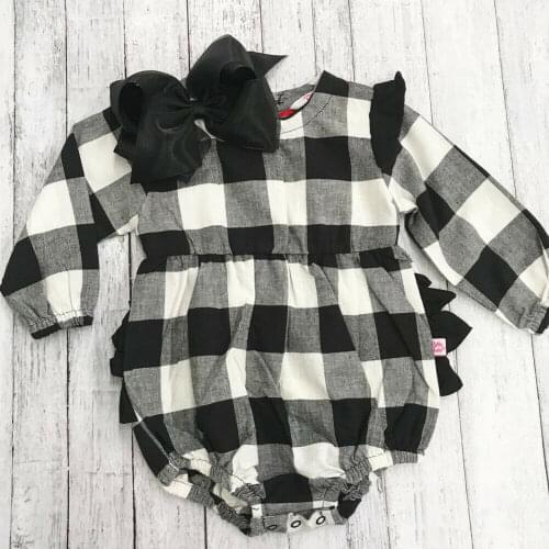 Newborn Baby Kid Girl Plaid Clothes lattice Long Sleeve Romper Jumpsuit Outfits baby girl bodysuits 710