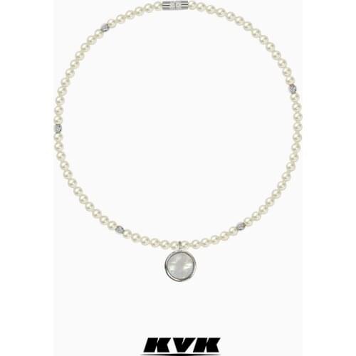 KVK artificial pearl Fritillaria Necklace womens niche design 2021 new fashion neckchain high level Pendant