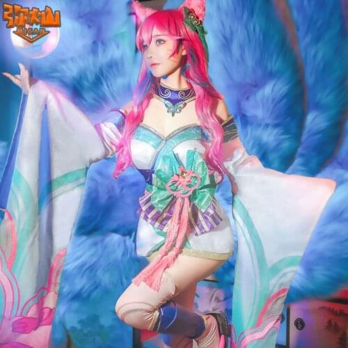 2020 Hot Game New!!LOL New Skin Spirit Blossom Tailed Fox Ahri cosplay costume Women Outfit Free Shipping