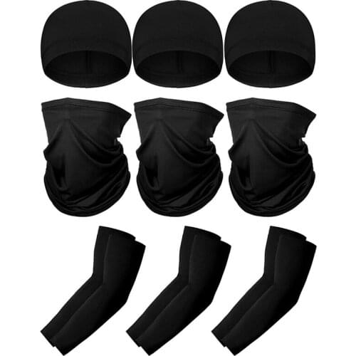 HOT 3 Set Cycling Neck Gaiter Scarf UV Protection Face Cover Ice Silk Cooling Arm Sleeves Skull Cap Set for Women Men