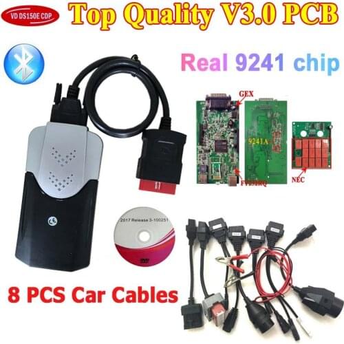 2016.00/2015.R3 New vci VD DS150E CDP pro with bluetooth SCANNER for delphis obd2 Car Truck with LED 3IN1+8 truck cables