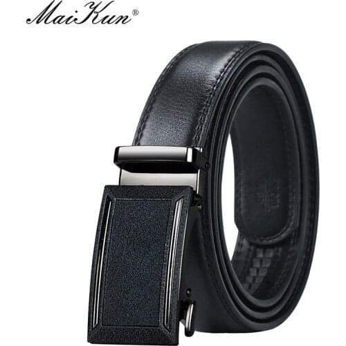 Maikun Belts for Men Luxury Genuine Leather Men Belt Automatic Metal Buckle Formal Business Belt for Male