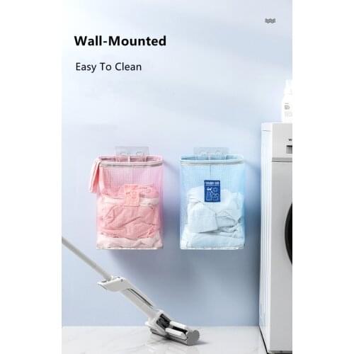 Wall-Mounted Breathable Laundry Basket Foldable Dirty Clothes Basket Bathroom Clothes Storage Baskets Laundry Organizer
