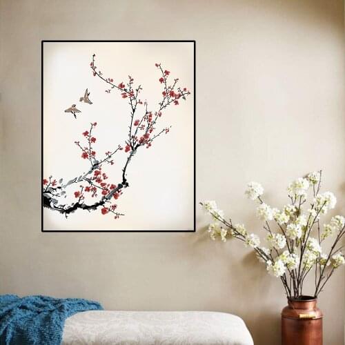 Flowers Wall Art Retro Vintage Decor Poster Tranditional Chinese Canvas Paintings On The Wall Home Room Design Frameless