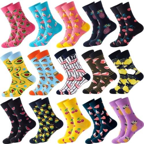 Jerrinut 1 Pair Fashion Trend Casual Socks Harajuku style Autumn Winter Creative Food Pattern Happy Funny Skateboard Men Socks