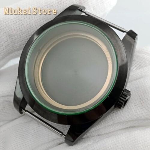 Panirs 40mm black sterile watch case sapphire glass fit Miyota 8205/8215,ETA 2836,Mingzhu DG2813/3804 movement