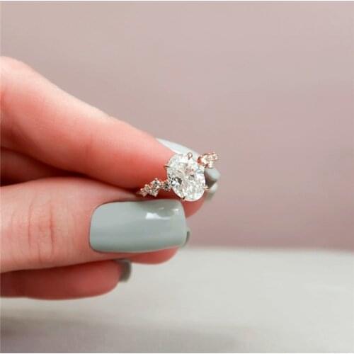 RandH 10*7mm Enlongated Oval Cut 2.5CT Solitaire Anniversary Gift For Women 18K Rose Gold Moissanite Delicate Women Rings