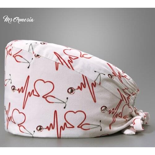 Adjustable Multicolor Printed Pharmacist Work Hat Male and Female Surgical Scrub Hat Pet Clinic Doctor Cap Wholesale Nursing Cap