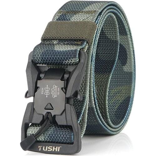Multifunctional magnetic buckle tactical belt male army fan outdoor canvas belt special forces training nylon camouflage belt