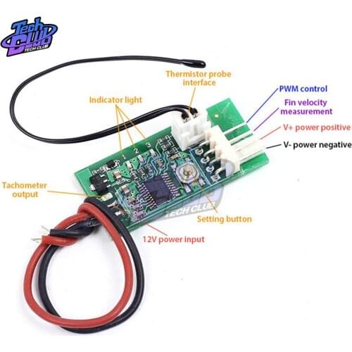 DC 12V PWM Temperature Controller 4 Wire Fan Speed governor PWM Speed Controller Switch for PC Fan Alarm STK IC