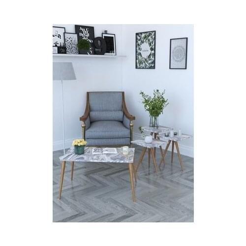 Modern 3'lü Zigon Coffee table and Coffee table in the Middle-White Marble coffe table table bassee