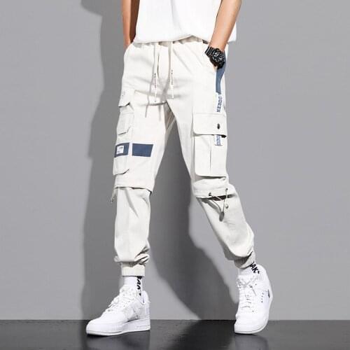 2021 Fashion Sweatpants Streetwear Cargo Pants Men Ribbons Pockets Joggers Hip Hop Mens Trousers