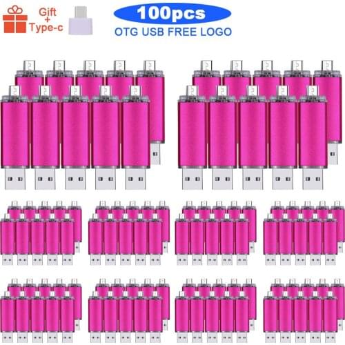 100pcs/lot Metal OTG 3 IN 1 USB Flash Drive 64GB/32GB/16GB/8GB/4GB USB 2.0 Type-C High Speed Pen Drive for Computer Tablet Phone