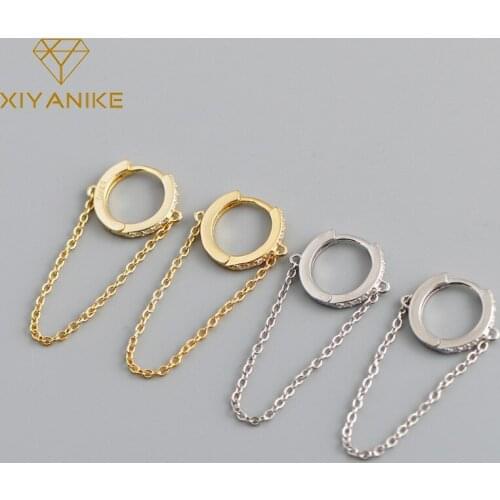 XIYANIKE 925 Sterling Silver 2021 New Arrival Personality O-shape Zircon Hoop Earrings For Female Fashion Retro Classic Jewelry