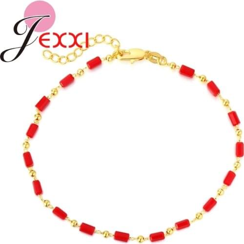 Vintage Trendy Exquisite Handmade Single Layer Cute CZ Stone Gold Anklet For Women Friendship Jewelry