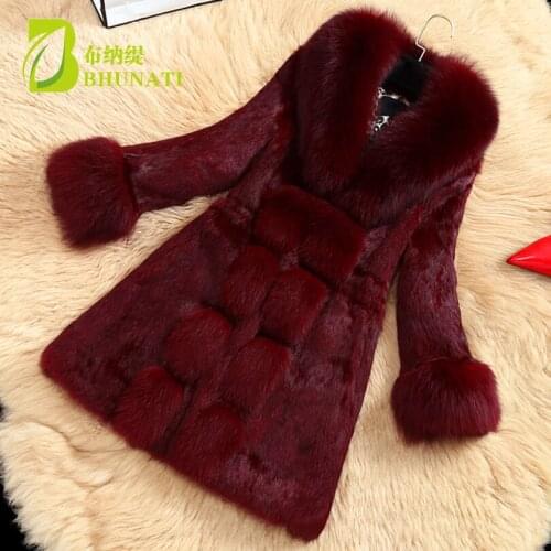 BHUNATI Womens Faux Fur Coat Warm In Winter 3 Colors Imitation Fox Fur Long Paragraph Large Fur Collar Young Lady 2019 New