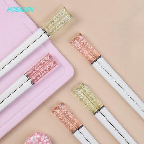 1pair Amber Cherry Blossom Alloy Chopsticks Chinese Chopstick Reusable Tableware