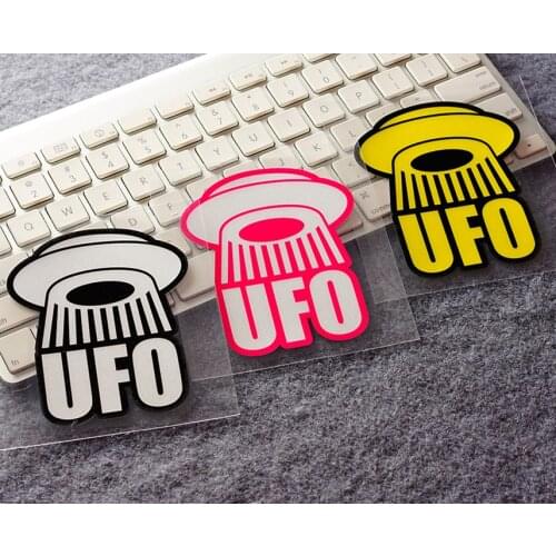 2x Car Styling Cartoon Funny UFO Unknown Flying Object Japanese Funny Phone Laptop Decorate Sticker Decals