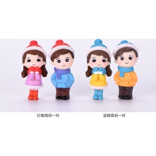 2pcs Lovers Mini Couples Dolls Fairy Garden Miniatures Decor Dollhouse/Terrarium Action Figures Figurine DIY Micro Landscape