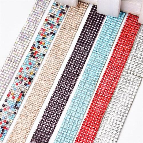 2 Yard Rhinestones Trim Ss6 2Mm Clear Glass Hotfix Tape Strass Crystal Banding Mesh Bridal Appliques Diy Wedding Cake Phone Case