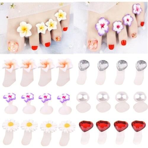6 Styles Silicone Toe Separator Foot Manicure Salon Pedicure Manicure Tool Pedicure Care Nail Tool Flower Stand Accessories 8Pcs